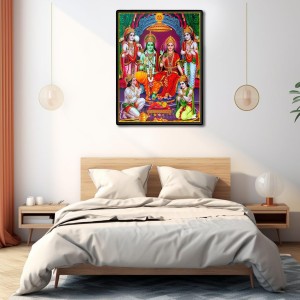 Sri Ram Darbar Laminated Photo (9x11 Inches Without glass) Divine Blessings for Table and Walls,Home & Office and Temple Decoration