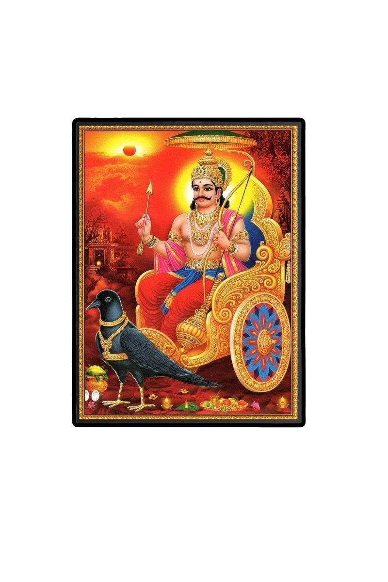 Shani Dev Laminated Photo (11x13 Inches Without glass) Divine Blessings for Table and Walls,Home & Office and Temple Decoration