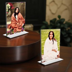 Car Desk/Table Top Anandamayee Maa Acrylic T-Style Photo Stand - 2.5x3.5 Inches, Compact and Stylish Spiritual Display, easily change 2 photos (Pack of 1) Car Desk/Table Top Anandamayee Maa Acrylic T-Style Photo Stand - 2.5x3.5 Inches, Compact and Stylish Spiritual Display, easily change 2 photos (Pack of 1)