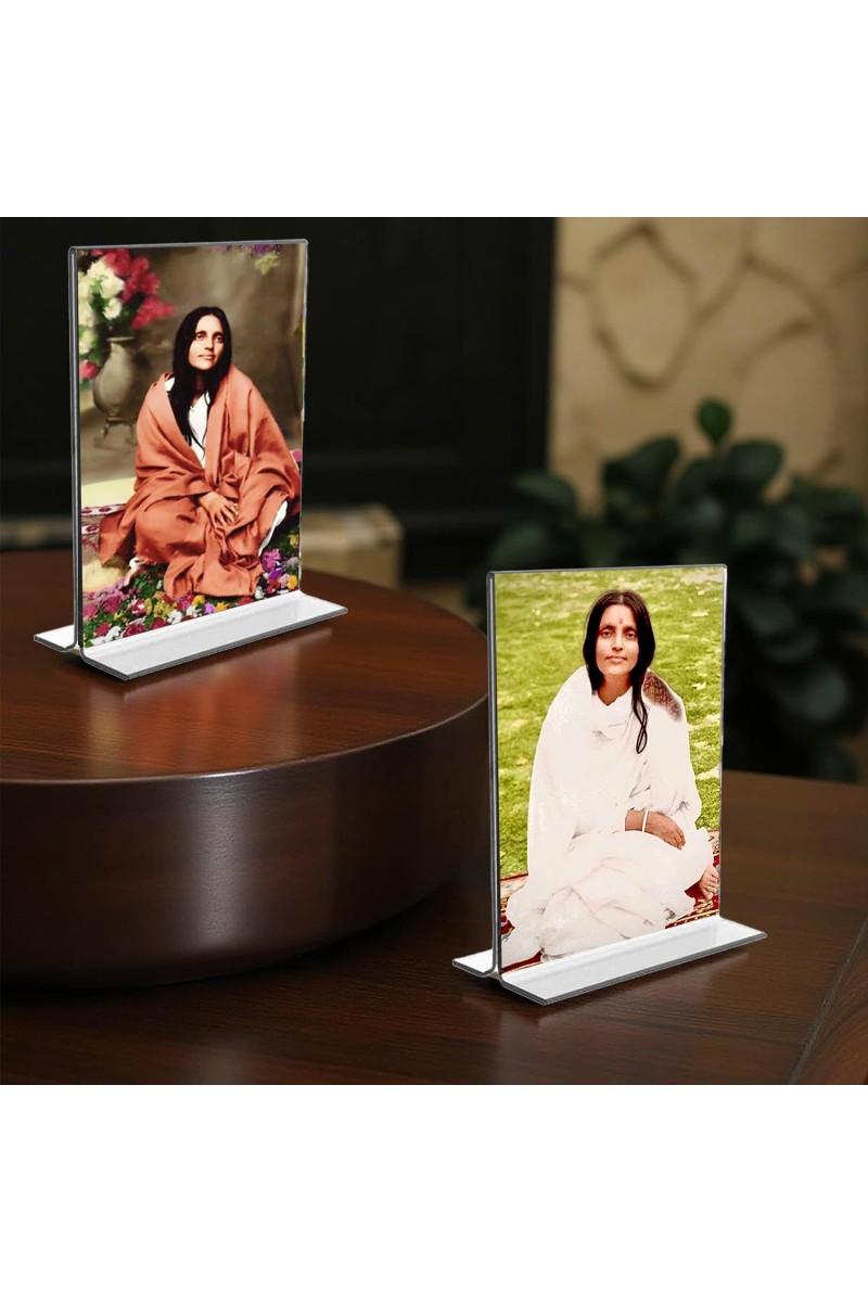 Anandamayee Debi Acrylic T-Style Photo Stand - 11x13 Inches, Compact and Stylish Spiritual Display, easily change 2 photos (Pack of 1)