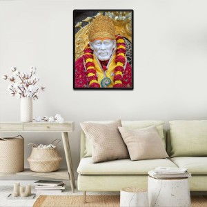 Sai Baba Laminated Photo - 5x7 Inches, Divine Blessings for Home & Office and Temple Decoration