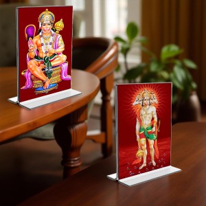 Sri Hanuman & Panchmukhi Hanuman Acrylic T-Style Photo Stand, Compact and Stylish Spiritual Display, easily change 2 photos (Pack of 1) Sri Hanuman & Panchmukhi Hanuman Acrylic T-Style Photo Stand, Compact and Stylish Spiritual Display, easily change 2 photos (Pack of 1)
