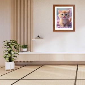 AI Funny Cute Cat Art Picture for Kids - 16x20 inches, Brown Color - Perfect Wall Decor for Children's Room