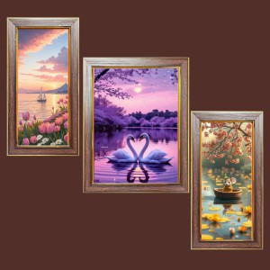 3-Pack Majestic Skies Photo Frames - 2 Pieces 10x17 Inch & 1 Piece 14x17 Inch - Rustic Wall Art for Home & Office Decor - Botanical Wall Hanging for Living Room, Bedroom, or Workspace