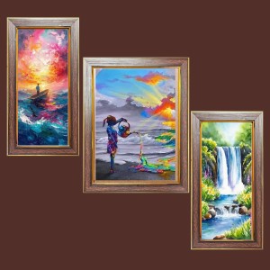 3-Pack Creative painting Photo Frames - 2 Pieces 14x21 Inch & 1 Piece 18x21 Inch - Rustic Wall Art for Home & Office Decor - Botanical Wall Hanging for Living Room, Bedroom, or Workspace