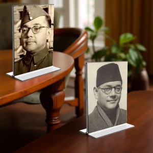 Netaji Subhas Chandra Bose Acrylic T-Style Photo Stand - 9x11 Inches, Compact and Stylish Spiritual Display, easily change 2 photos (Pack of 1) Netaji Subhas Chandra Bose Acrylic T-Style Photo Stand - 9x11 Inches, Compact and Stylish Spiritual Display, easily change 2 photos (Pack of 1)
