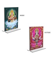 Debi Saraswati & Debi Lakshmi Acrylic T-Style Photo Stand - 7x9 Inches, Compact and Stylish Spiritual Display, easily change 2 photos (Pack of 1)
