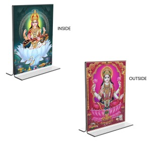 Debi Saraswati & Debi Lakshmi Acrylic T-Style Photo Stand - 11x13 Inches, Compact and Stylish Spiritual Display, easily change 2 photos (Pack of 1) Debi Saraswati & Debi Lakshmi Acrylic T-Style Photo Stand - 11x13 Inches, Compact and Stylish Spiritual Display, easily change 2 photos (Pack of 1)