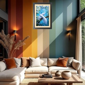 The two lovely white peacocks Black Photo Frame Funny Animal and Bird Cartoon Art