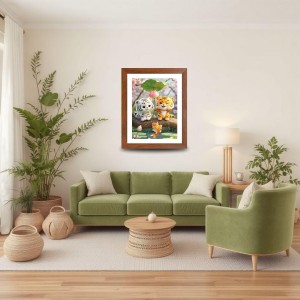 AI Funny Cute Cat Art Picture for Kids - 10x14 inches, Brown Color - Perfect Wall Decor for Children's Room