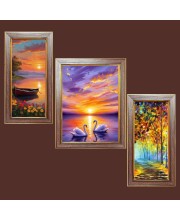 3-Pack Calmness of earth painting Photo Frames - 2 Pieces 6x13 Inch & 1 Piece 10x13 Inch - Rustic Wall Art for Home & Office Decor - Botanical Wall Hanging for Living Room, Bedroom, or Workspace
