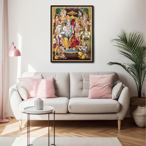 Ram Darbar Laminated Photo - 5x7 Inches, Divine Blessings for Home & Office and Temple Decoration Ram Darbar Laminated Photo - 5x7 Inches, Divine Blessings for Home & Office and Temple Decoration