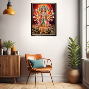 Panchamukhi Hanuman Laminated Photo (11x13 Inches Without glass) Divine Blessings for Table and Walls,Home & Office and Temple Decoration