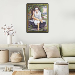 Sai Baba Laminated Photo - 5x7 Inches, Divine Blessings for Home & Office and Temple Decoration