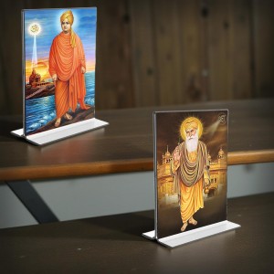 Swami Vivekananda & Guru Nanak Acrylic T-Style Photo Stand - 5x7 Inches, Compact and Stylish Spiritual Display, easily change 2 photos (Pack of 1) Swami Vivekananda & Guru Nanak Acrylic T-Style Photo Stand - 5x7 Inches, Compact and Stylish Spiritual Display, easily change 2 photos (Pack of 1)