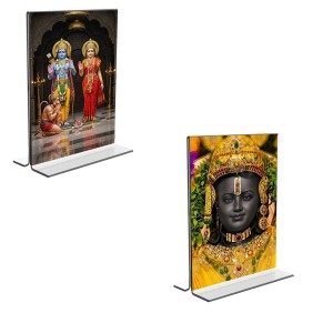 Car Desk/Table Top Sri Ram & Ram Lalla Acrylic T-Style Photo Stand - 2.5x3.5 Inches, Compact and Stylish Spiritual Display, easily change 2 photos (Pack of 1) Car Desk/Table Top Sri Ram & Ram Lalla Acrylic T-Style Photo Stand - 2.5x3.5 Inches, Compact and Stylish Spiritual Display, easily change 2 photos (Pack of 1)