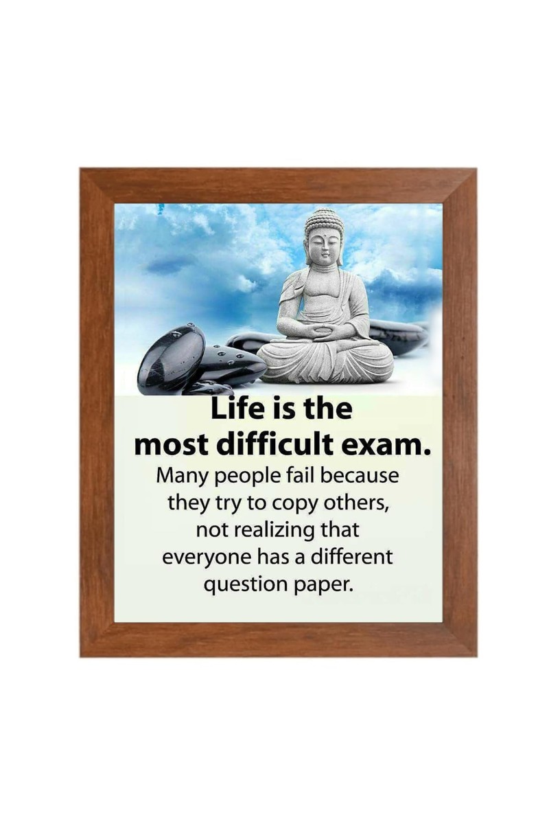 Buddha & His Famous Quote Photo Frame - Brown Frame, Perfect for Office & Wall Decoration, Ideal Gift