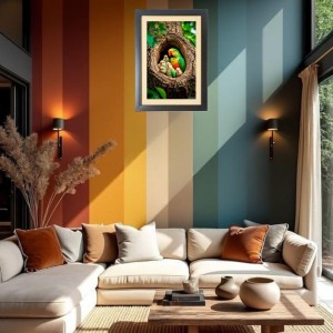 The beautiful parrots with babies Black Photo Frame Funny Animal and Bird Cartoon Art The beautiful parrots with babies Black Photo Frame Funny Animal and Bird Cartoon Art