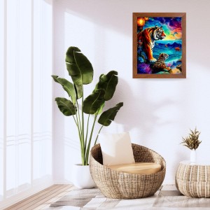 AI Funny Tiger Art Picture for Kids - 12x16 inches, Brown Color - Perfect Wall Decor for Children's Room AI Funny Tiger Art Picture for Kids - 12x16 inches, Brown Color - Perfect Wall Decor for Children's Room