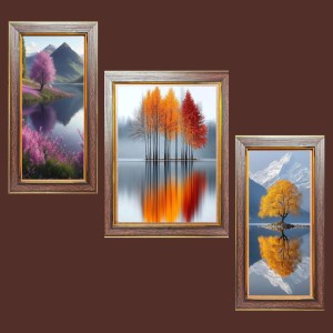 3-Pack Natureâ€™s Timeless Tale Photo Frames - 2 Pieces 6x13 Inch & 1 Piece 10x13 Inch - Rustic Wall Art for Home & Office Decor - Botanical Wall Hanging for Living Room, Bedroom, or Workspace