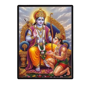 Sri Ram Hanuman Laminated Photo (7x9 Inches Without glass) Divine Blessings for Table and Walls,Home & Office and Temple Decoration