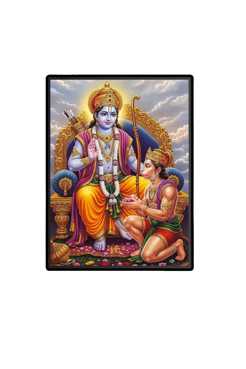 Sri Ram Hanuman Laminated Photo (11x13 Inches Without glass) Divine Blessings for Table and Walls,Home & Office and Temple Decoration