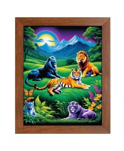 AI Funny Lion and Tiger Art Picture for Kids - 10x14 inches, Brown Color - Perfect Wall Decor for Children's Room AI Funny Lion and Tiger Art Picture for Kids - 10x14 inches, Brown Color - Perfect Wall Decor for Children's Room