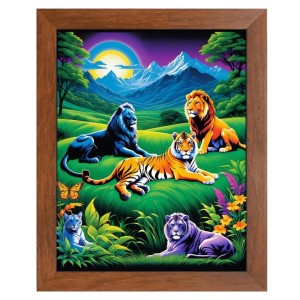 AI Funny Lion and Tiger Art Picture for Kids - 10x14 inches, Brown Color - Perfect Wall Decor for Children's Room AI Funny Lion and Tiger Art Picture for Kids - 10x14 inches, Brown Color - Perfect Wall Decor for Children's Room