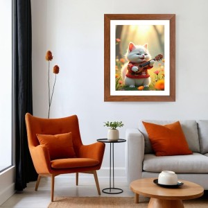 AI Funny Cute Cat Art Picture for Kids - 10x14 inches, Brown Color - Perfect Wall Decor for Children's Room