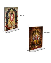 Sri Ram Lalla & Lord Vishnu Acrylic T-Style Photo Stand - 11x13 Inches, Compact and Stylish Spiritual Display, easily change 2 photos (Pack of 1)