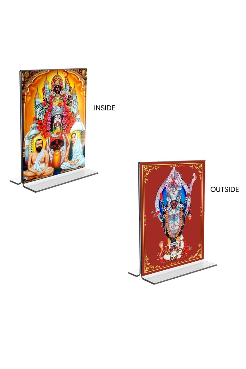 Debi Kali & Dakshineswar Kali Acrylic T-Style Photo Stand - 9x11 Inches, Compact and Stylish Spiritual Display, easily change 2 photos (Pack of 1)