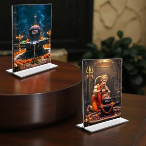 Sri Hanuman & Lord Shiva Lingam Acrylic T-Style Photo Stand, Compact and Stylish Spiritual Display, easily change 2 photos (Pack of 1) Sri Hanuman & Lord Shiva Lingam Acrylic T-Style Photo Stand, Compact and Stylish Spiritual Display, easily change 2 photos (Pack of 1)
