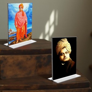 Swami Vivekananda Acrylic T-Style Photo Stand - 5x7 Inches, Compact and Stylish Spiritual Display, easily change 2 photos (Pack of 1) Swami Vivekananda Acrylic T-Style Photo Stand - 5x7 Inches, Compact and Stylish Spiritual Display, easily change 2 photos (Pack of 1)