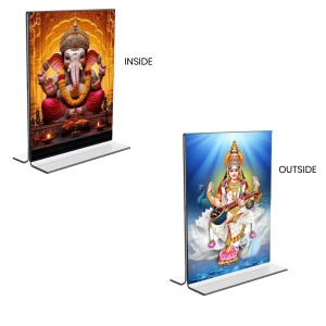 Sri Ganesh & Debi Saraswati Acrylic T-Style Photo Stand, Compact and Stylish Spiritual Display, easily change 2 photos (Pack of 1) Sri Ganesh & Debi Saraswati Acrylic T-Style Photo Stand, Compact and Stylish Spiritual Display, easily change 2 photos (Pack of 1)