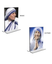 Mother Teresa Acrylic T-Style Photo Stand - 11x13 Inches, Compact and Stylish Spiritual Display, easily change 2 photos (Pack of 1)