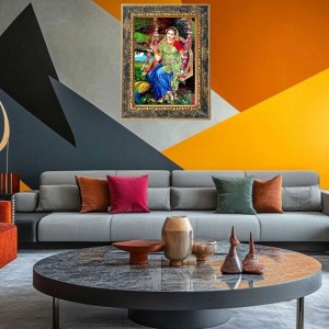 Shri Radha Digital Print Photo 6.7x8.7 inches - Vibrant Religious Wall Art for Home or Office Decor.