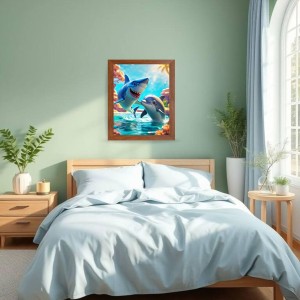 AI Funny Dolphin Fish Art Picture for Kids - 10x14 inches, Brown Color - Perfect Wall Decor for Children's Room AI Funny Dolphin Fish Art Picture for Kids - 10x14 inches, Brown Color - Perfect Wall Decor for Children's Room