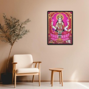 Maa Lakshmi Laminated Photo - 11x13 Inches, Divine Blessings for Home & Office and Temple Decoration