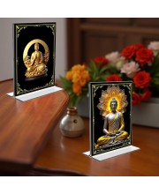 Buddha Acrylic T-Style Photo Stand - 11x13 Inches, Compact and Stylish Spiritual Display, easily change 2 photos (Pack of 1)