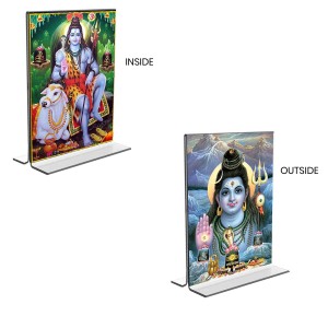 Lord Shiva Acrylic T-Style Photo Stand, Compact and Stylish Spiritual Display, easily change 2 photos (Pack of 1)