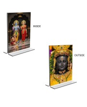 Sri Ram & Ram Lalla Acrylic T-Style Photo Stand - 7x9 Inches, Compact and Stylish Spiritual Display, easily change 2 photos (Pack of 1)
