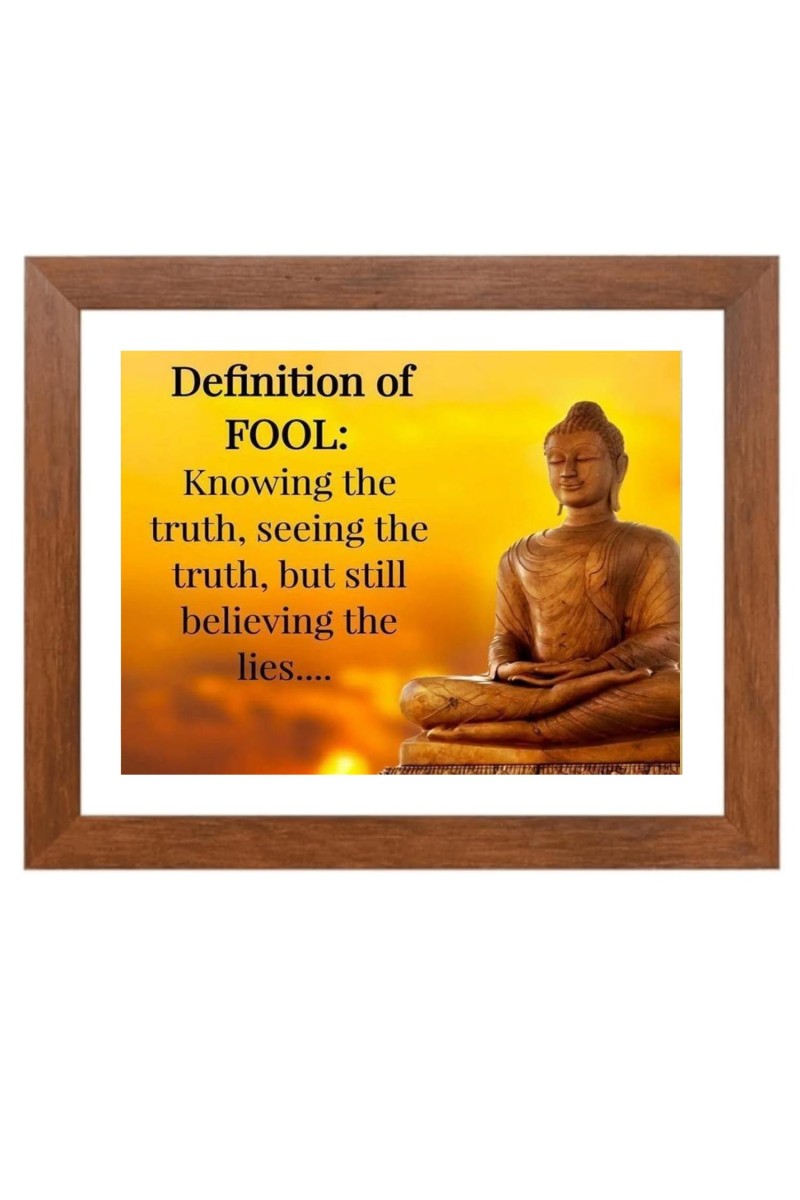 Buddha & His Famous Quote Photo Frame - Brown Frame, Perfect for Office & Wall Decoration, Ideal Gift