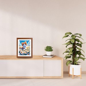 AI Funny Cute Cat Art Picture for Kids - 10x14 inches, Brown Color - Perfect Wall Decor for Children's Room
