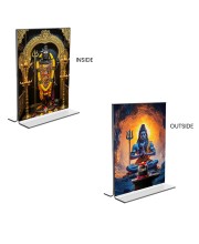 Lord Shiva Acrylic T-Style Photo Stand - 11x13 Inches, Compact and Stylish Spiritual Display, easily change 2 photos (Pack of 1)