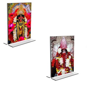 Car Desk/Table Top Maa Tara Acrylic T-Style Photo Stand - 2.5x3.5 Inches, Compact and Stylish Spiritual Display, easily change 2 photos (Pack of 1)