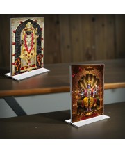 Sri Ram Lalla & Lord Vishnu Acrylic T-Style Photo Stand - 11x13 Inches, Compact and Stylish Spiritual Display, easily change 2 photos (Pack of 1)