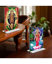 Debi Kali & Debi Lakshmi Acrylic T-Style Photo Stand - 11x13 Inches, Compact and Stylish Spiritual Display, easily change 2 photos (Pack of 1)