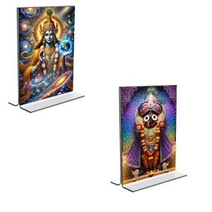 Car Desk/Table Top Lord Vishnu & Lord Jagannath Acrylic T-Style Photo Stand - 2.5x3.5 Inches, Compact and Stylish Spiritual Display, easily change 2 photos (Pack of 1) Car Desk/Table Top Lord Vishnu & Lord Jagannath Acrylic T-Style Photo Stand - 2.5x3.5 Inches, Compact and Stylish Spiritual Display, easily change 2 photos (Pack of 1)