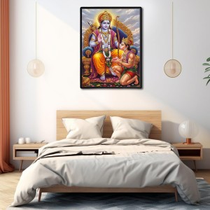 Sri Ram Hanuman Laminated Photo (7x9 Inches Without glass) Divine Blessings for Table and Walls,Home & Office and Temple Decoration