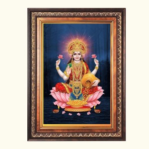 Sri Laxmi Color Photo 10x14 Inch - Vibrant Religious Wall Art for Home or Office Decor.